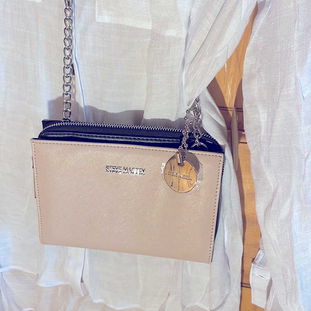 💗Steve Madden NWOT Blush Cream/Chain Crossbody - Picture 10 of 10